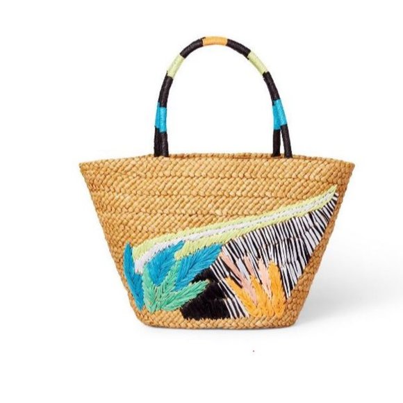 Tabitha Brown Handbags - NWT Abstract Botanical Print Woven Straw Tote - Tabitha Brown for Target